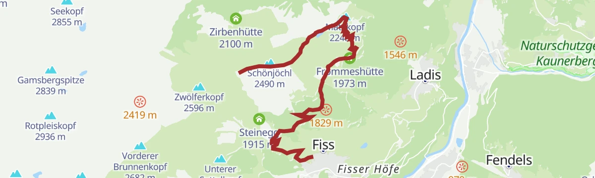 Route map: Fiss über Kuhalm